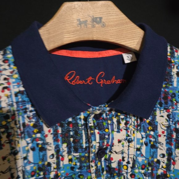 Robert Graham SS Polo - Blue SKULLS - Sz XL* - Picture 2 of 5